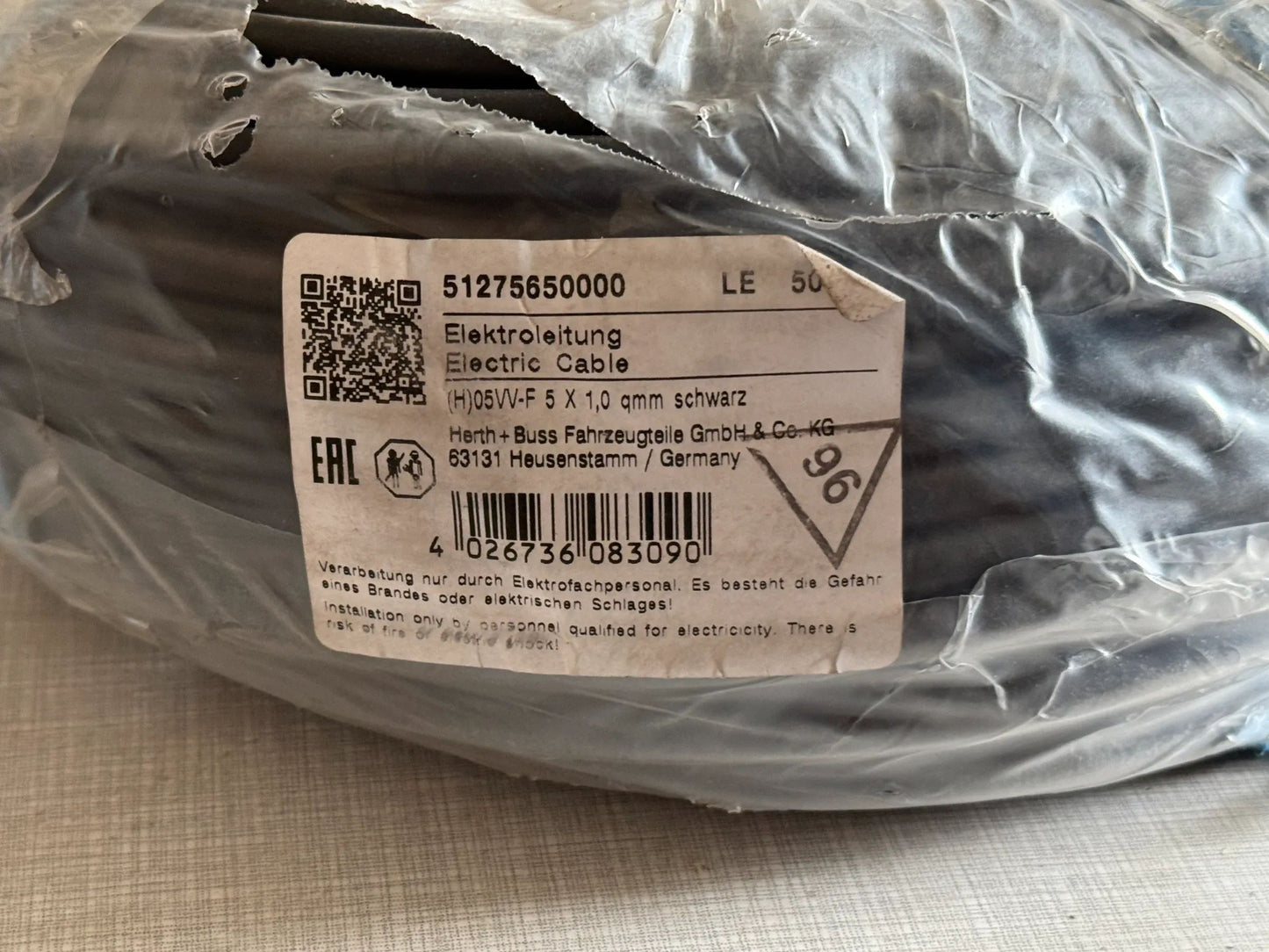 Original Herth+Buss Fahrzeugteile GmbH & Co. KG Elektrokabel 50m 51275650000 NEU