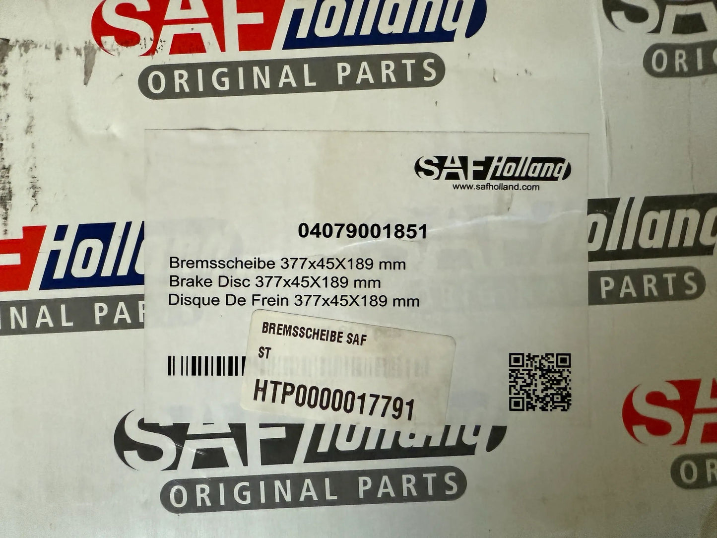 Original SAF Bremsscheibe Durchmesser 377 x 45 x 189 mm - 04079001851 NEU