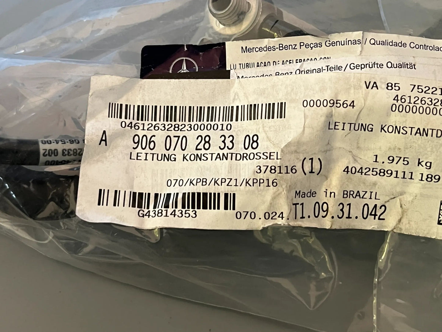 Original Mercedes-Benz LEITUNG KONSTANTDROSSEL A906070283308 NEU