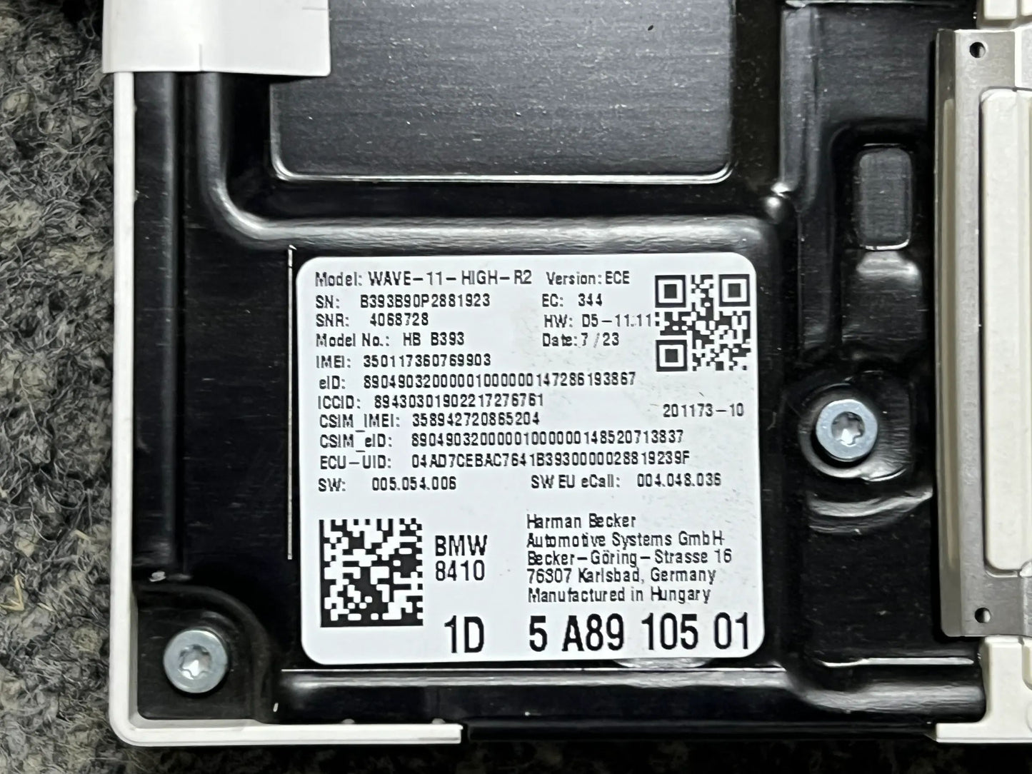 Original BMW Steuergerät Telematics Control Module (TCU) 5A89105 84105A89105 NEU