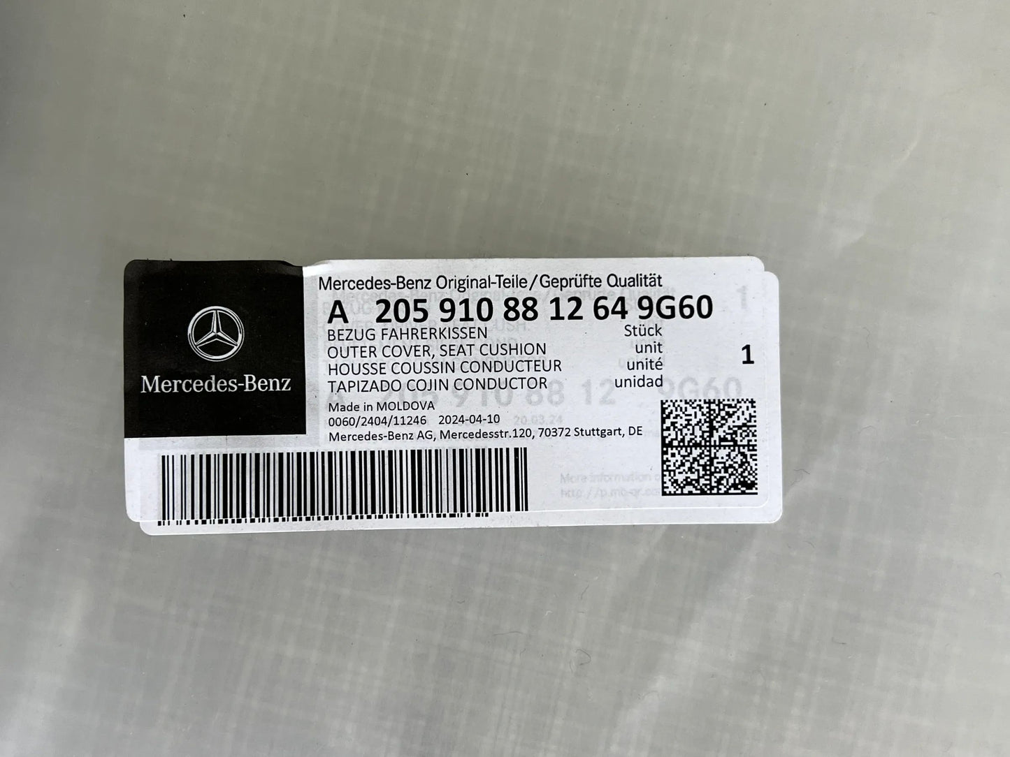 Original Mercedes-Benz C-Klasse W205 Bezug Fahrerkissen A2059108812 NEU