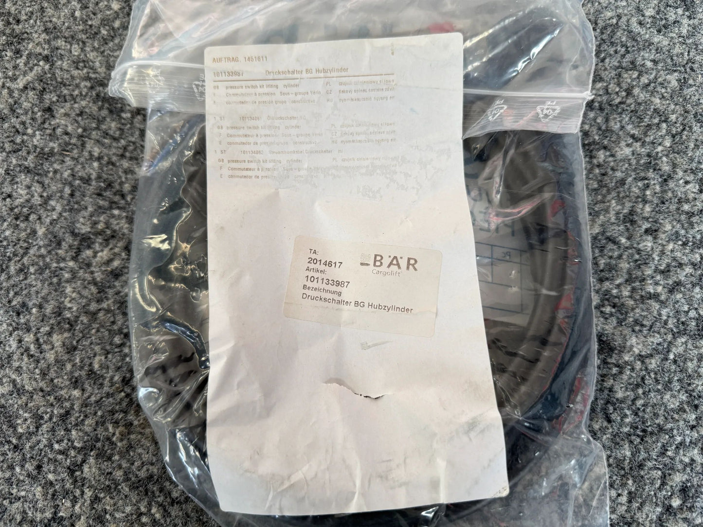 Original BÄR Cargolift Druckschalter Bg Hubzylinder 101133987 NEU