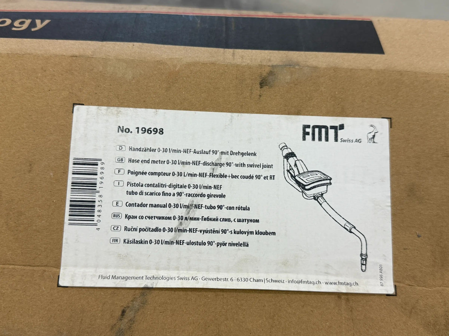 ORIGINAL FMT SWISS AG Handzähler 0-30 l/min-NEF-Auslauf 90°-mit Drehgelenk 19698