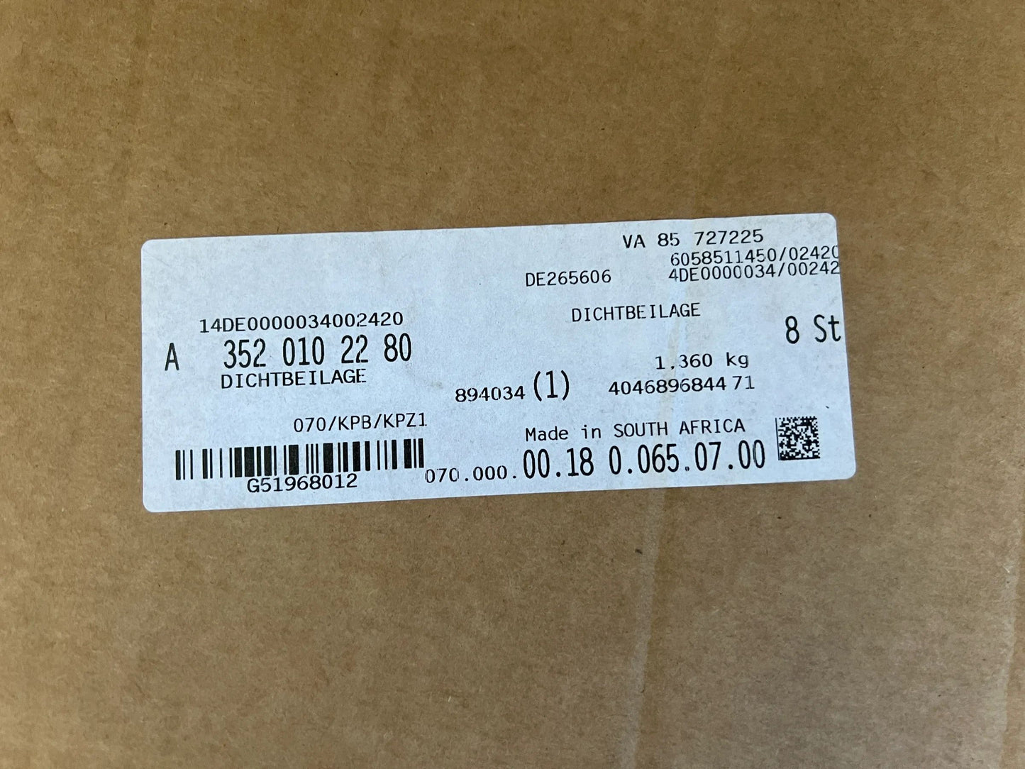 Original Mercedes-Benz Ölwannendichtung A3520102280 NEU