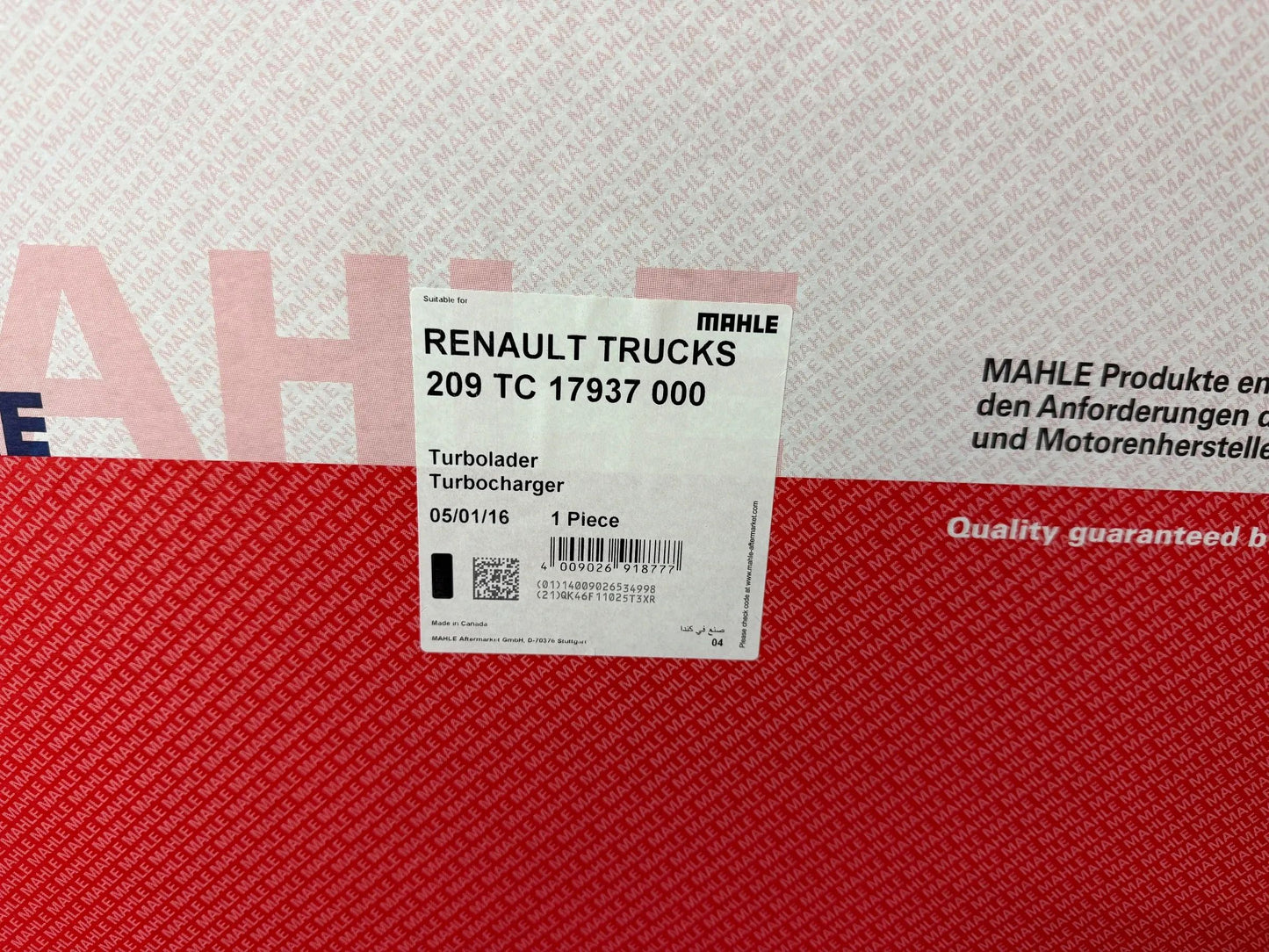 Original Mahle Renault Trucks Turbolader 209TC17937000 NEU