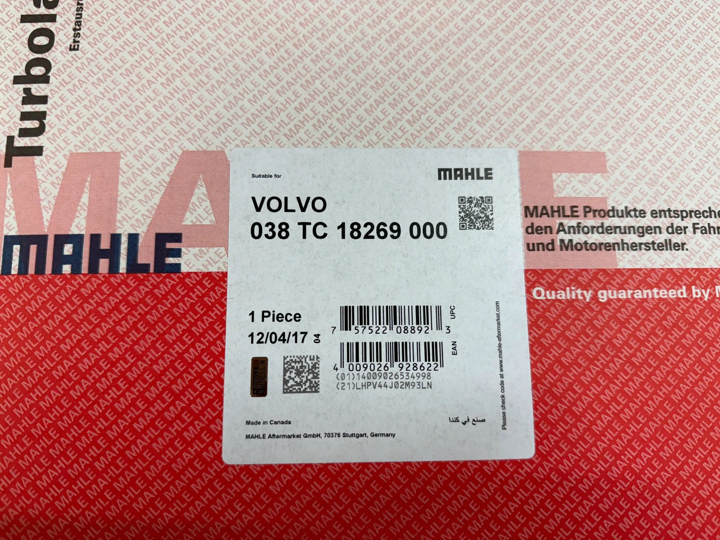 Original Mahle Volvo Turbolader 038TC18269000 NEU