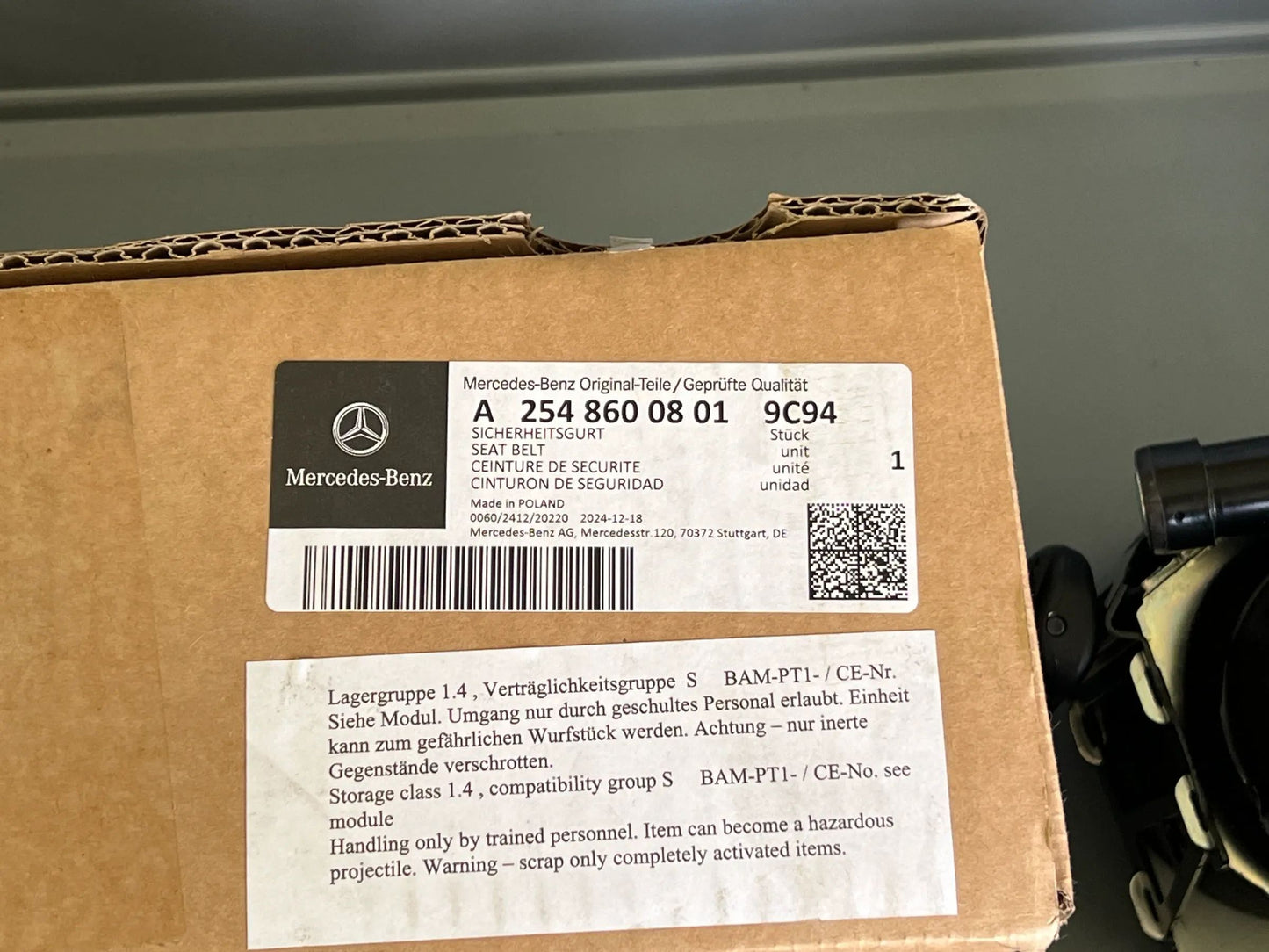 ORIGINAL Mercedes-Benz GLC C254 Sicherheitsgurt Hinten rechts A2548600801 NEU