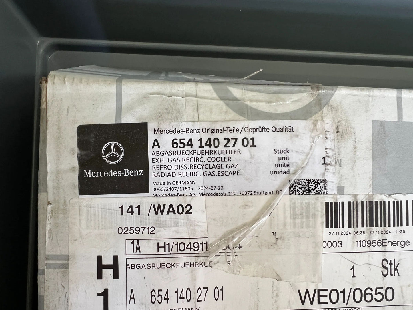 ORIGINAL Mercedes Benz OM654 Abgasrückführkührkühler A6541402701 NEU