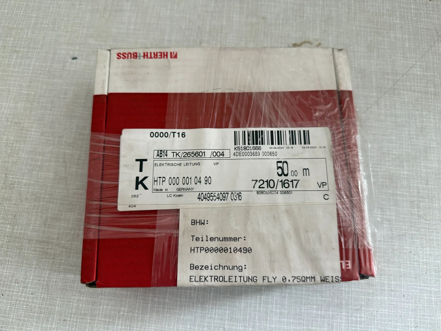 Original Herth+Buss Fahrzeugteile GmbH & Co. KG Elektrokabel 50m 51275106001 NEU