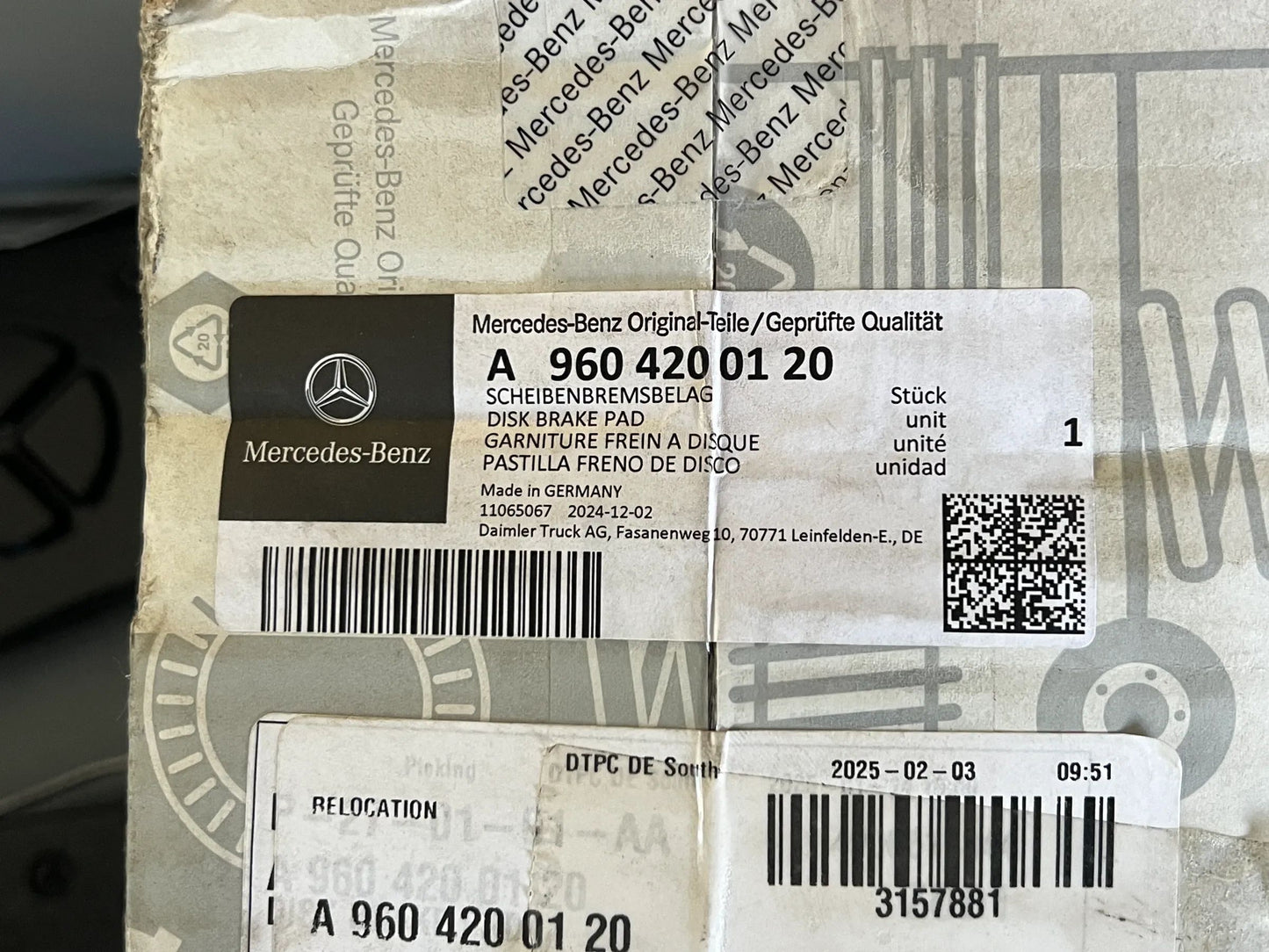 Original Mercedes-Benz Scheibenbremsbelag A9604200120 NEU