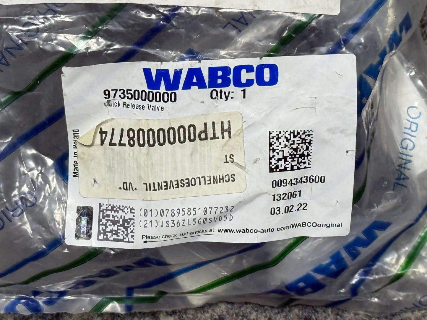 Original WABCO Löseventil 9735000000 NEU