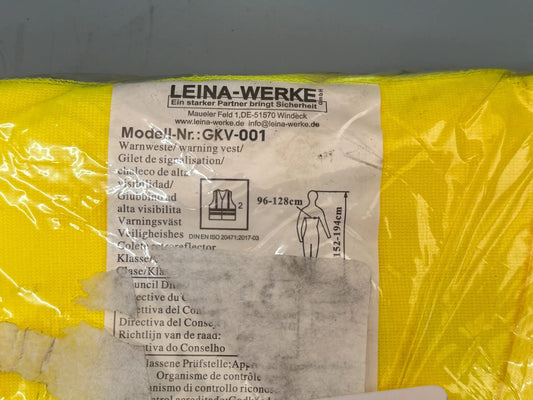 Original LEINA-WERKE GmbH Pannen-Warnweste DIN EN ISO 20471, Gelb GKV-001 NEU
