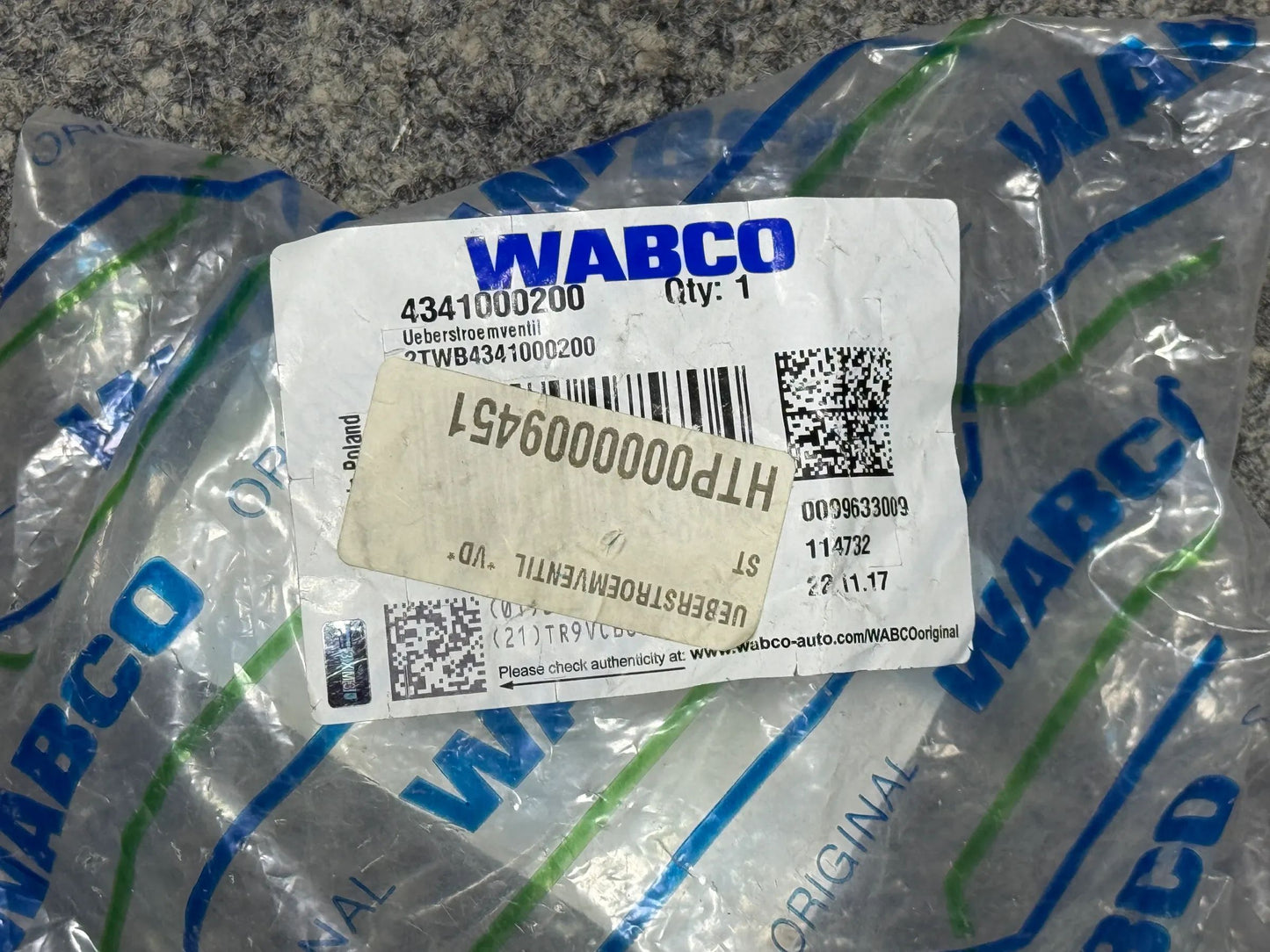 Original WABCO Überstromventil 4341000200 NEU