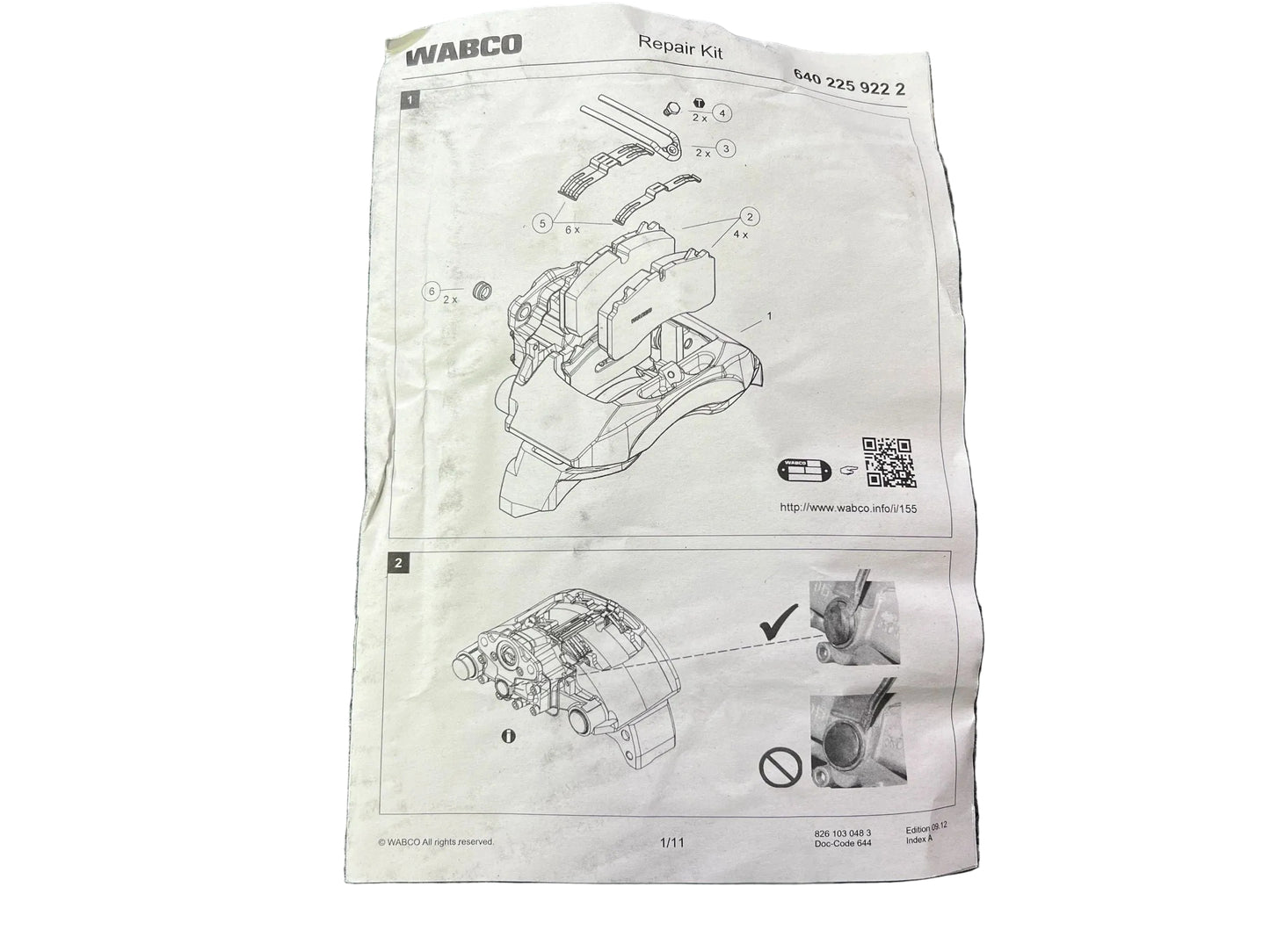 Original WABCO Reparatursatz Bremsbelagsatz Scheibenbremsen 6402259222 NEU