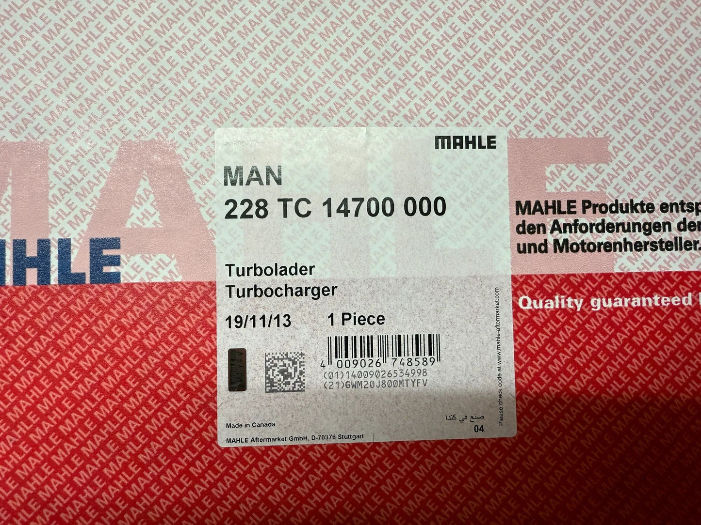 Original Mahle MAN Turbolader 228TC14700000 NEU