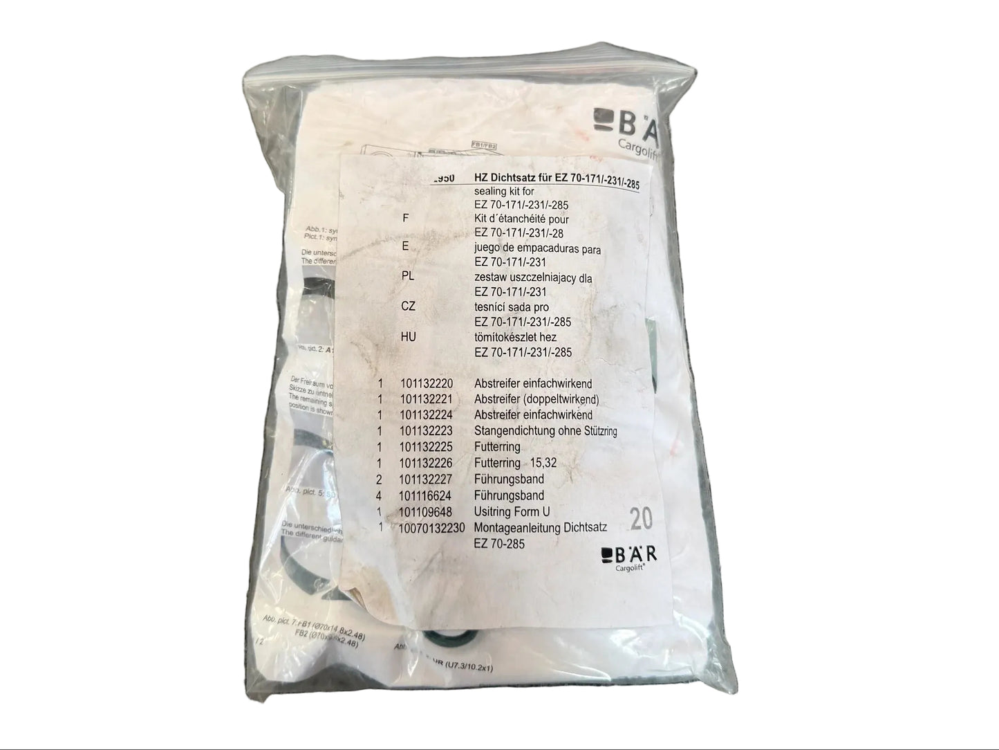 Original BÄR Cargolift Hz Dichtsatz für Ez 70-171/-231/-285 200002950 NEU