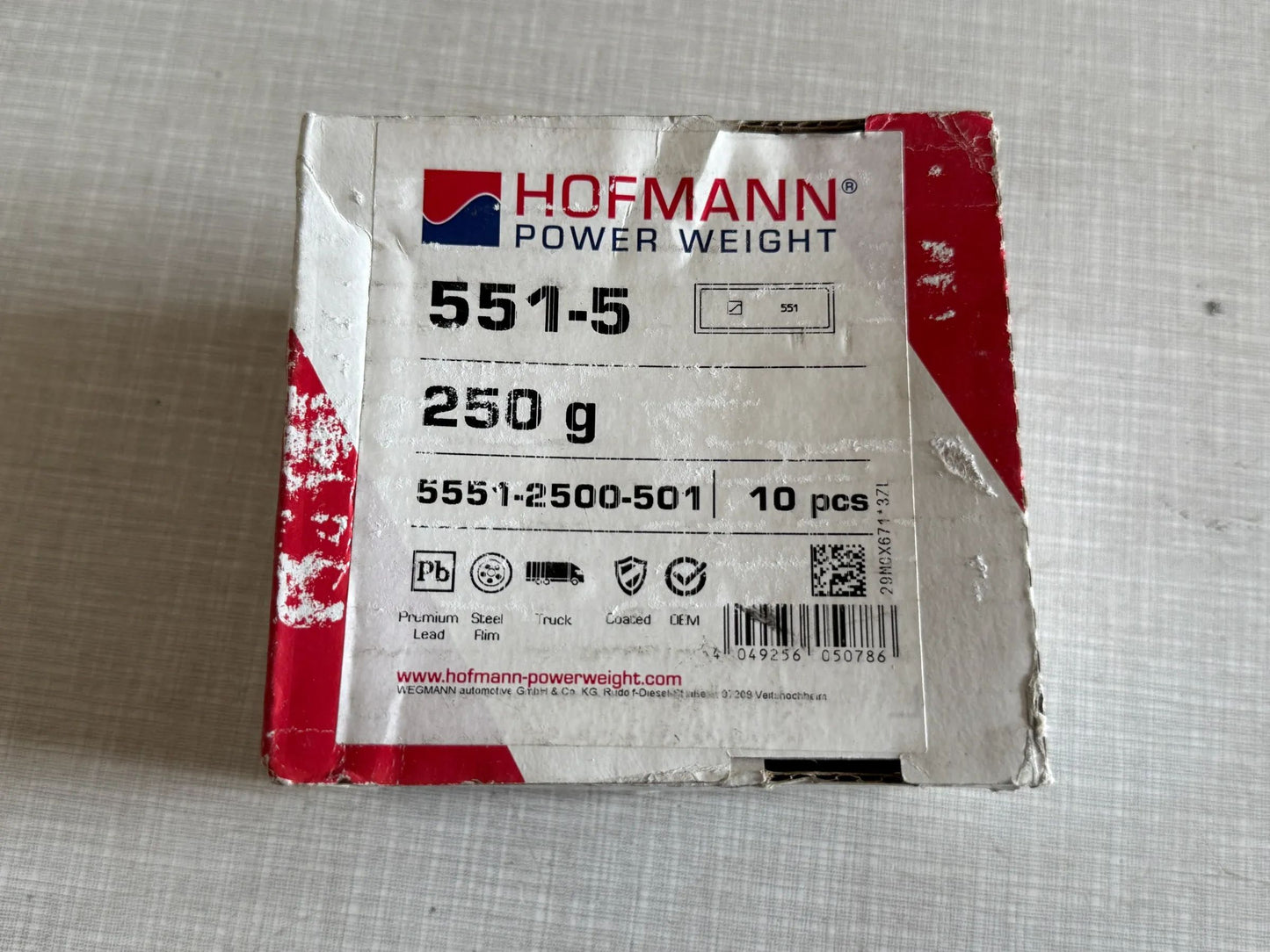Original WEGMANN automotive GmbH Klebegewicht  Typ 551, 250g, Blei, Silber 10st