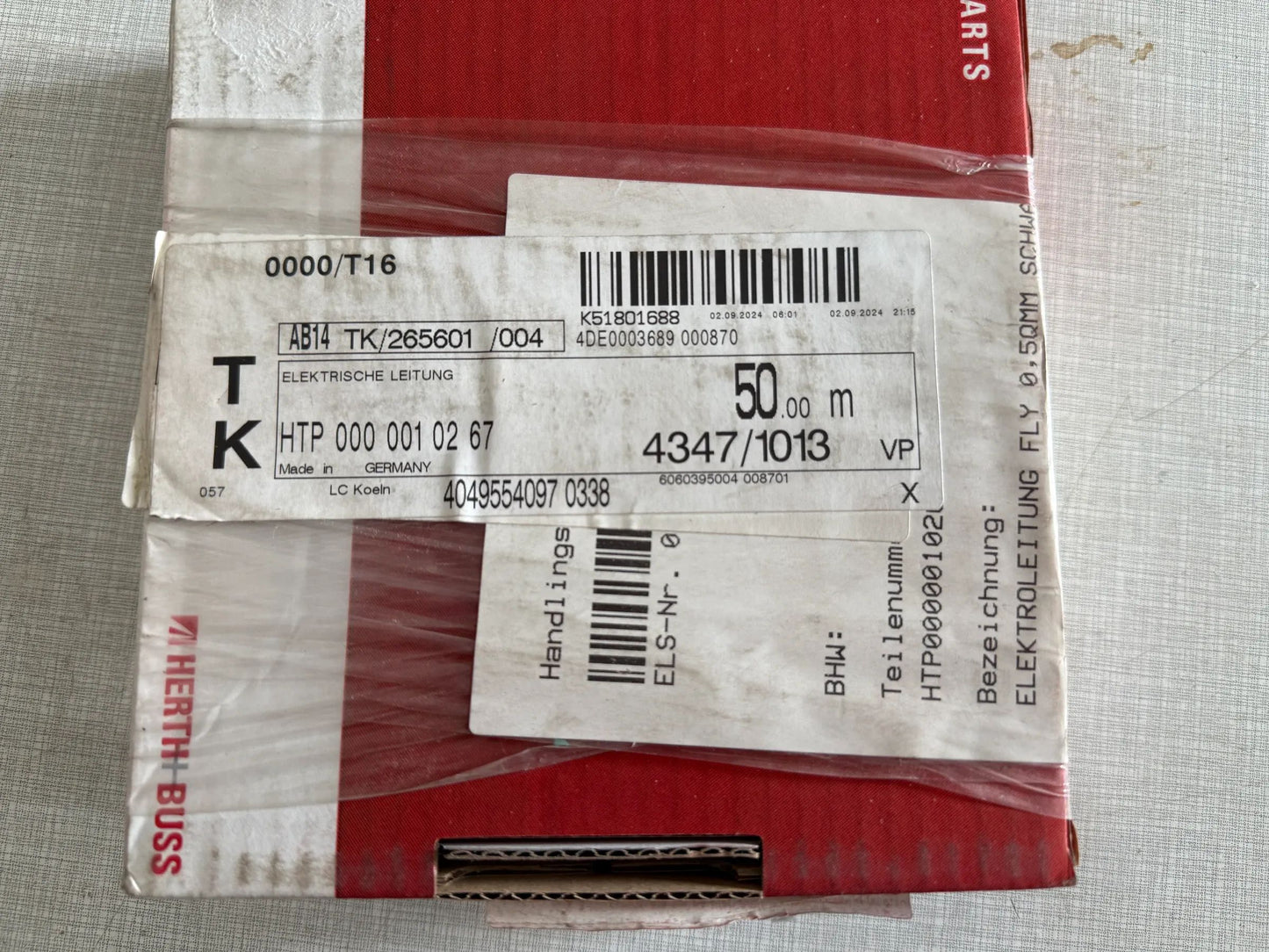 Original Herth+Buss Fahrzeugteile GmbH & Co. KG Elektrokabel 50m 51275105000 NEU