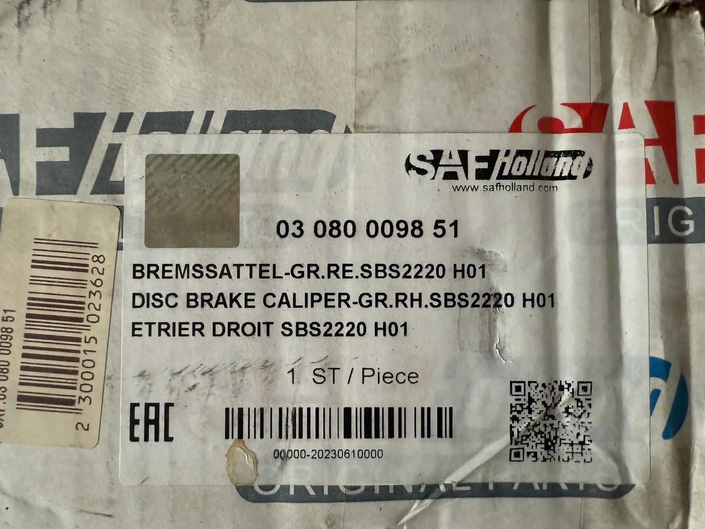 Original SAF Bremssattel rechts .SBS2220 H01 - 03080009850 NEU