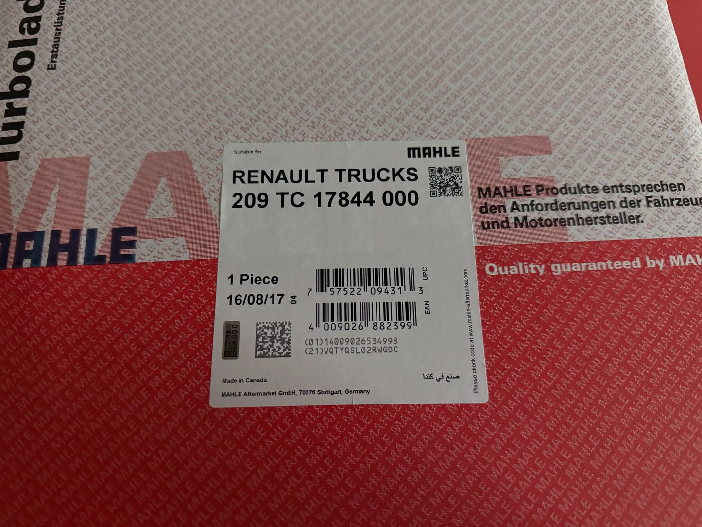 Original Mahle Renault Trucks Turbolader 209TC17844000 NEU