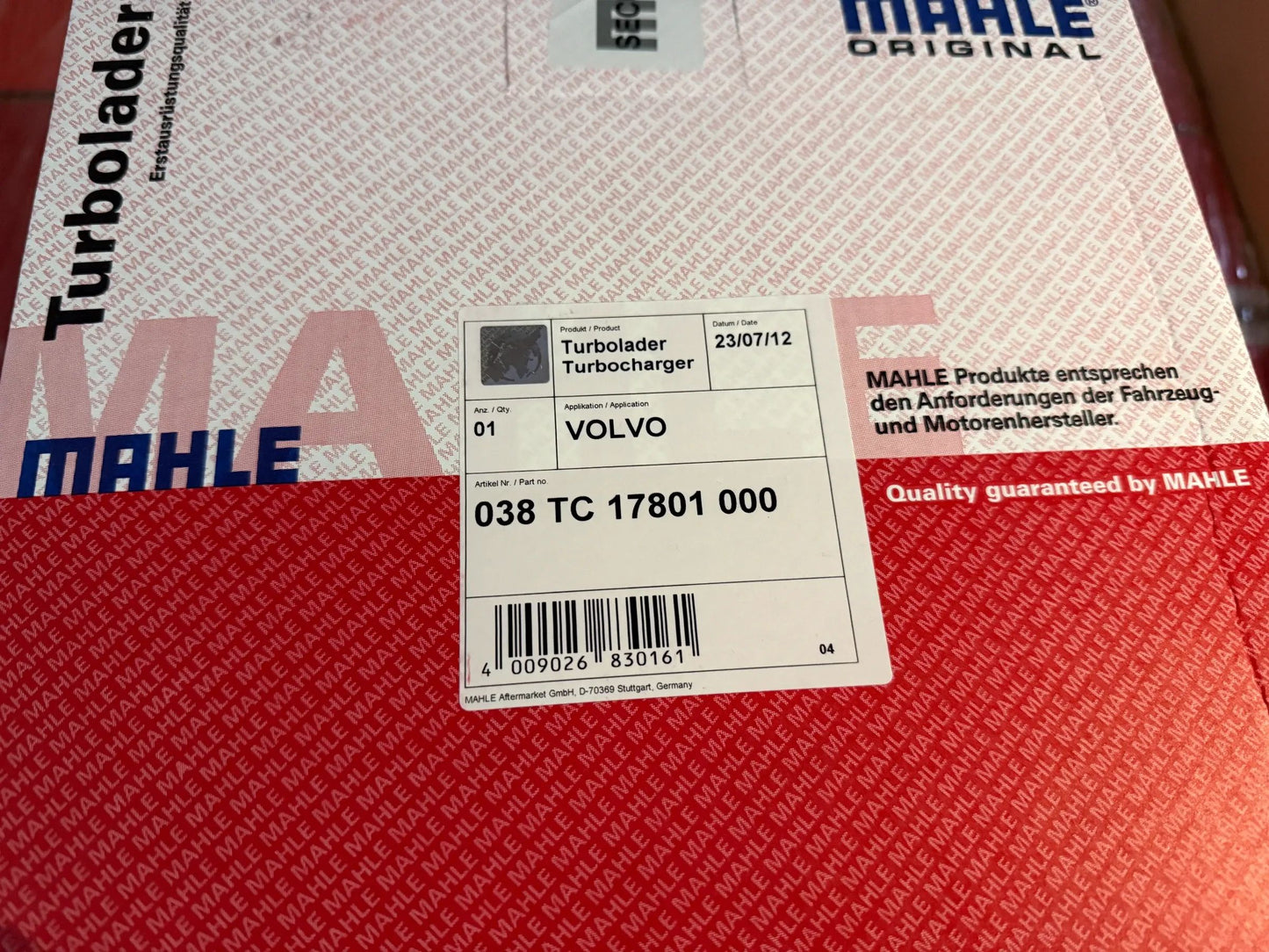 Original Mahle Volvo Turbolader 038TC17801000 NEU