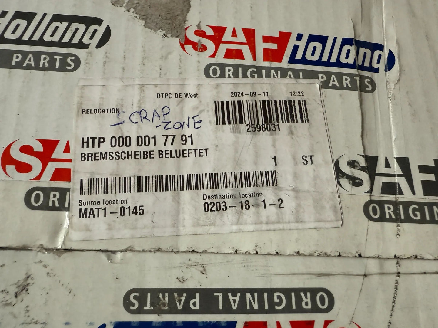 Original SAF Bremsscheibe Durchmesser 377 x 45 x 189 mm - 04079001851 NEU
