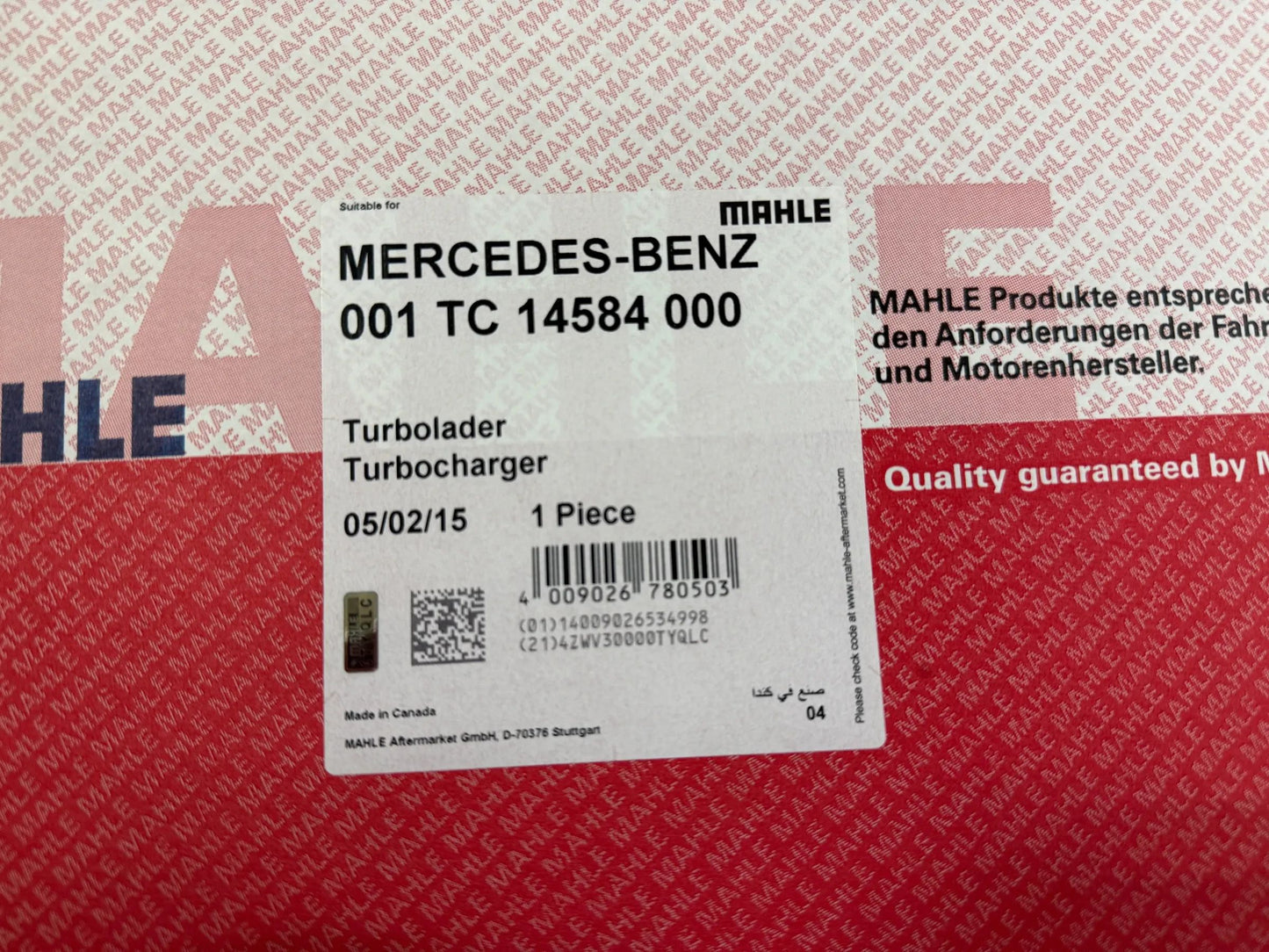 Original Mahle Mercedes Benz Turbolader 001TC14584000 NEU