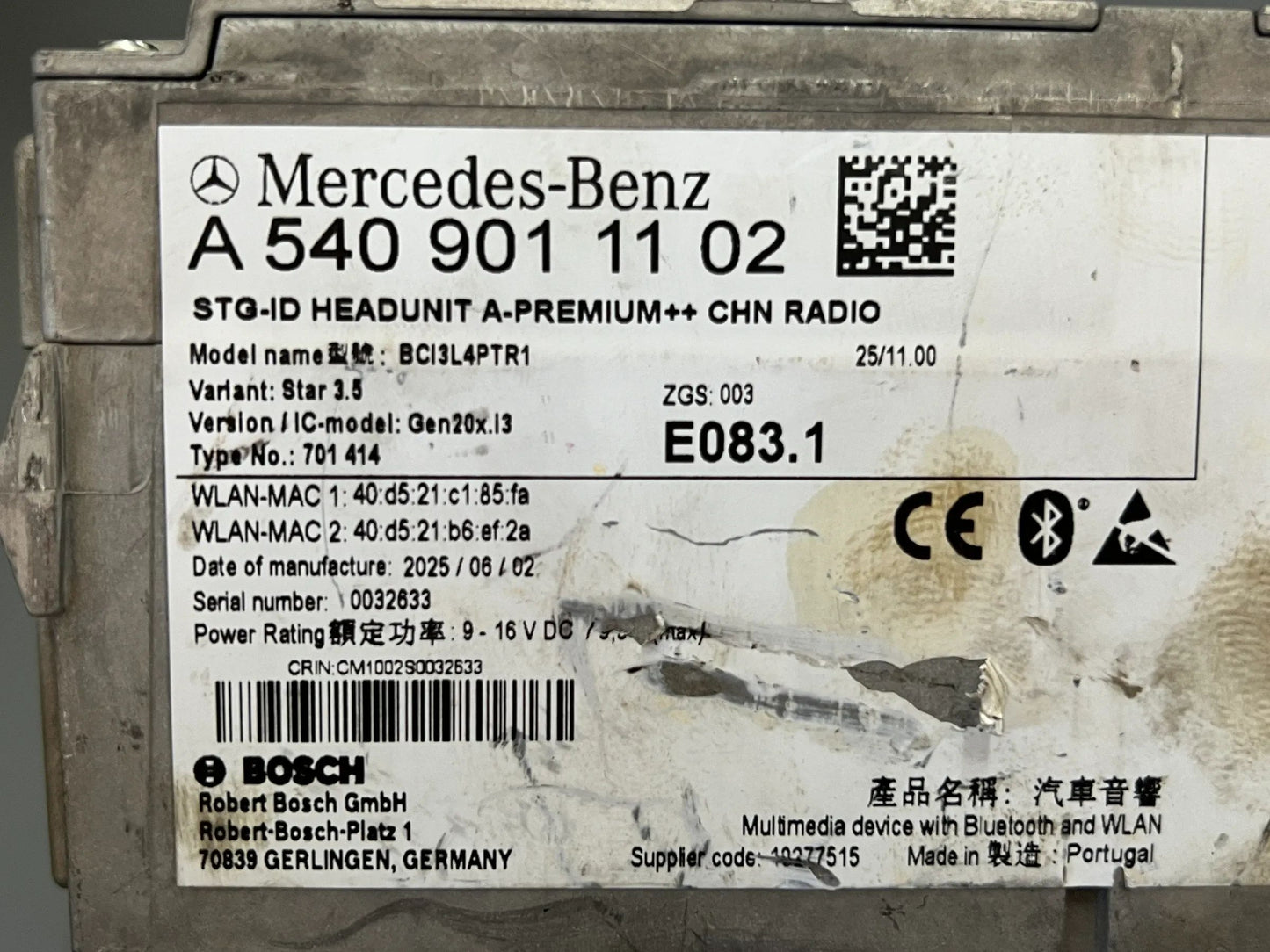 Original Mercedes-Benz W174/178 Steuergerät Headunit A5409011102 NEU
