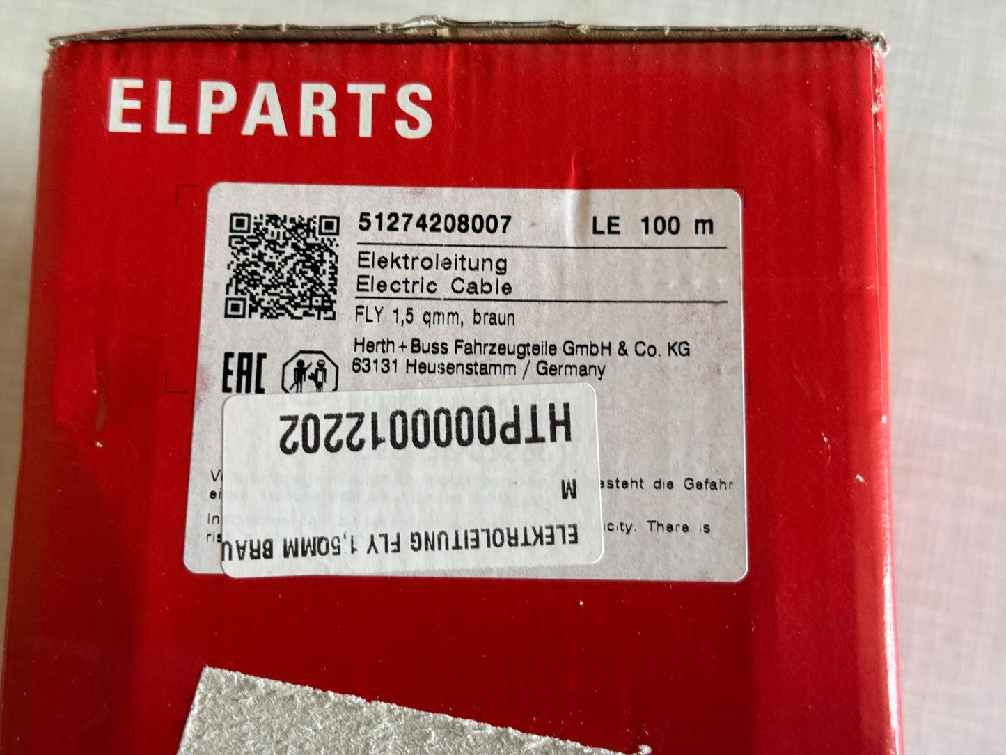 Original Herth+Buss Fahrzeugteile GmbH & Co. KG Elektrokabel 100m 51274208007