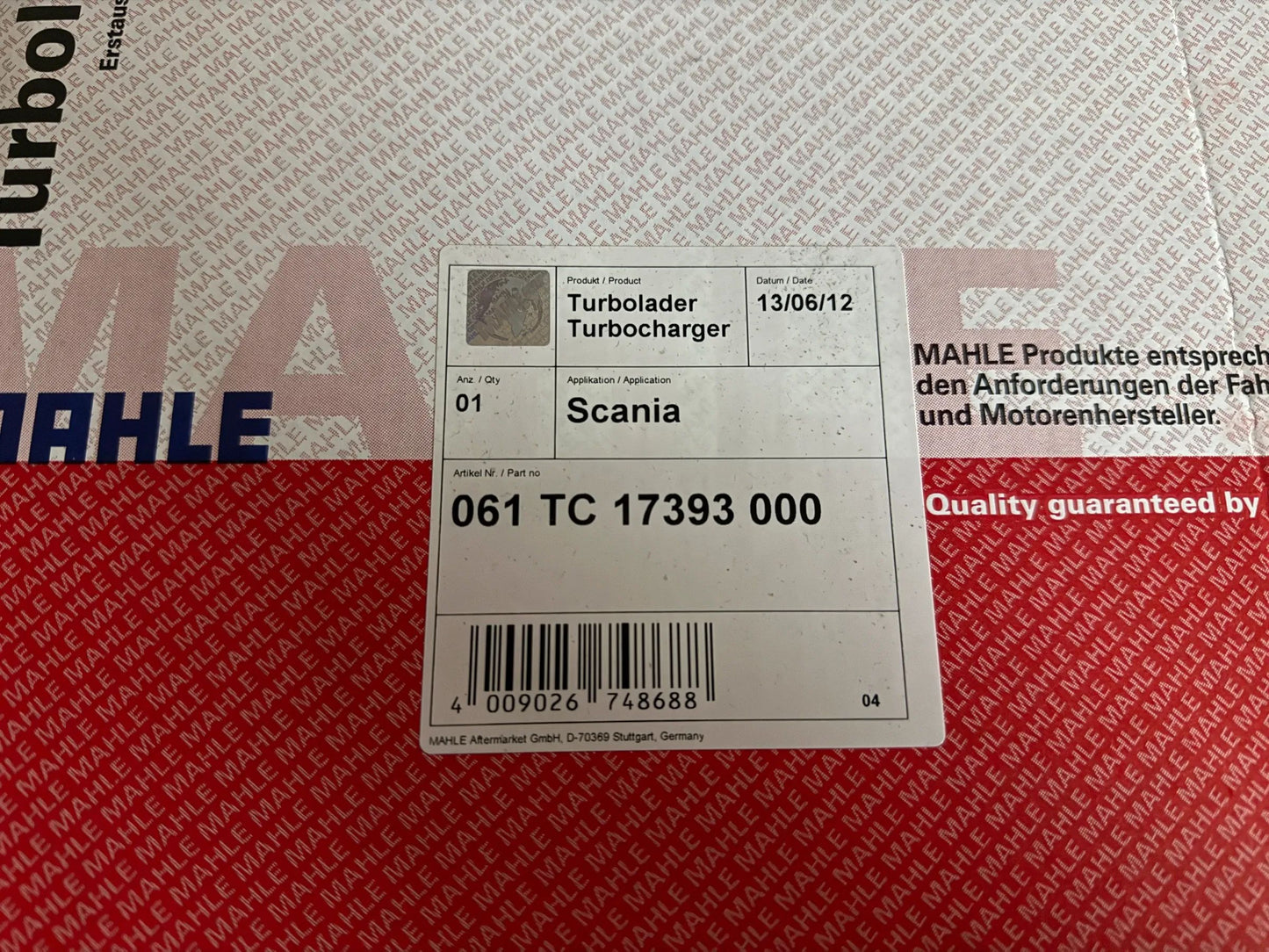 Original Mahle Scania Turbolader 061TC17393000 NEU