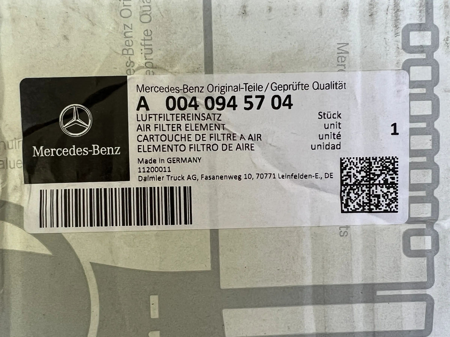 Original Mercedes-Benz Luftfilter A0040945704 NEU