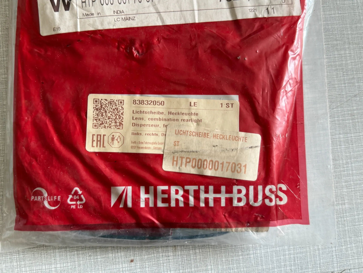 Original Herth+Buss Fahrzeugteile GmbH & Co. KG Rücklichtglas 83832050 NEU
