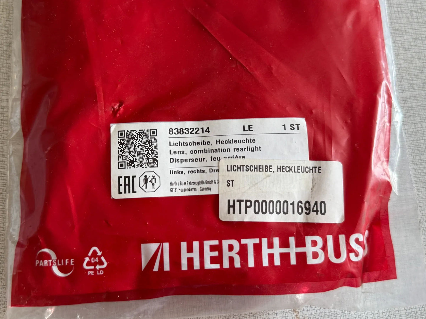 Original Herth+Buss Fahrzeugteile GmbH & Co. KG Rücklichtglas 83832214 NEU