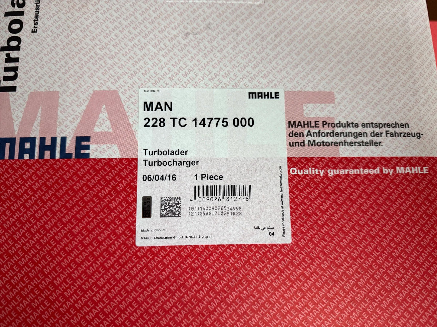 Original Mahle MAN Turbolader 228TC14775000 NEU