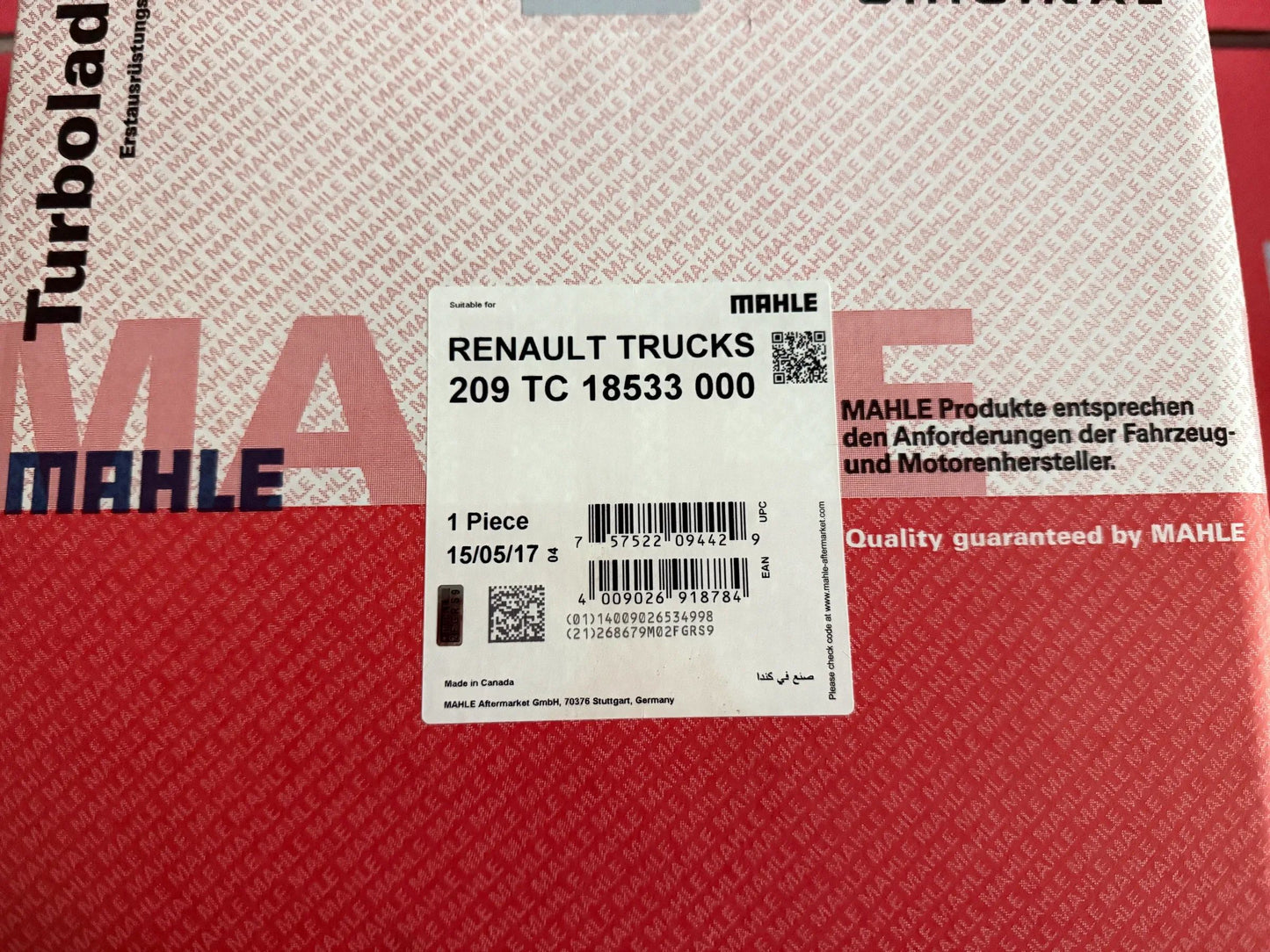 Original Mahle Renault Trucks Turbolader 209TC18533000 NEU
