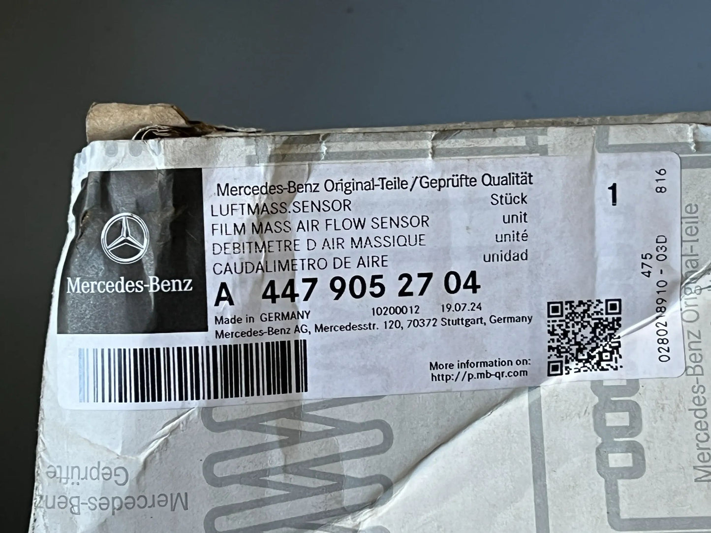 Mercedes Benz Heissfilmluftmassensensor Luftmassenmesser A4479052704 NEU
