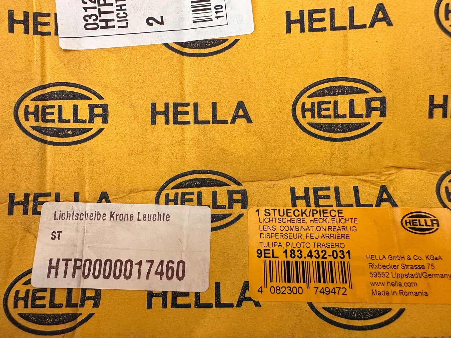 Original Hella Rücklichtglas Links 9EL 183 432-031 NEU