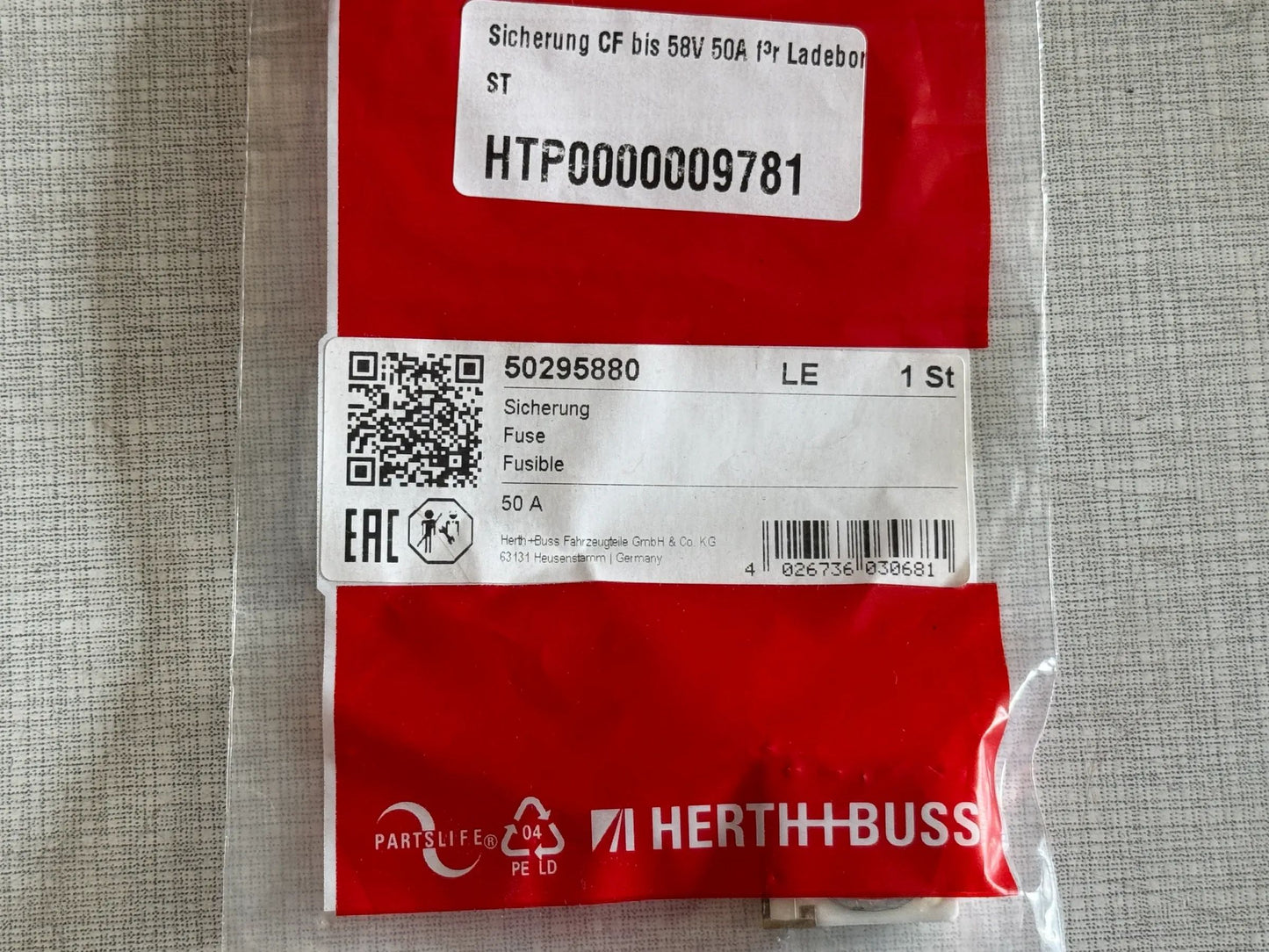 Original Herth+Buss Fahrzeugteile GmbH & Co. KG Sicherung 50295880 NEU