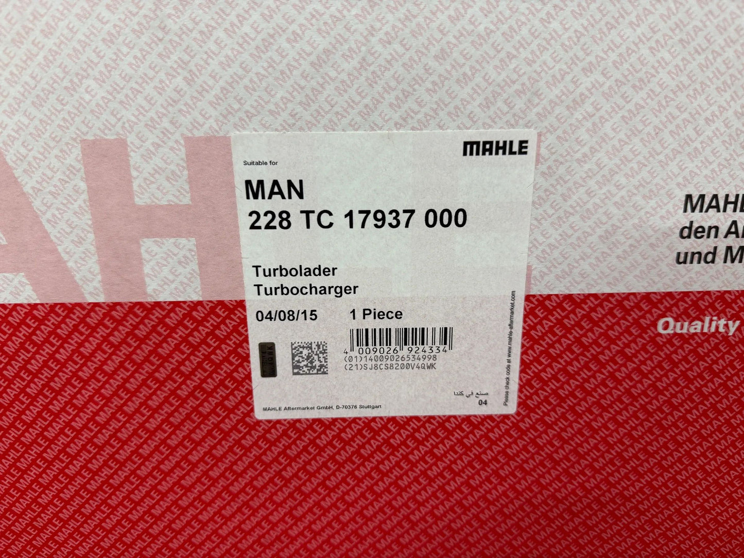 Original Mahle MAN Turbolader 228TC17937000 NEU