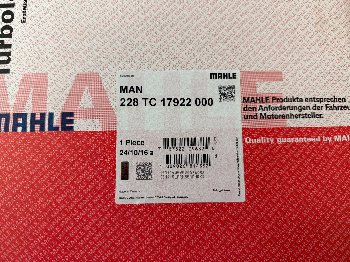 Original Mahle MAN Turbolader 228TC17922000 NEU