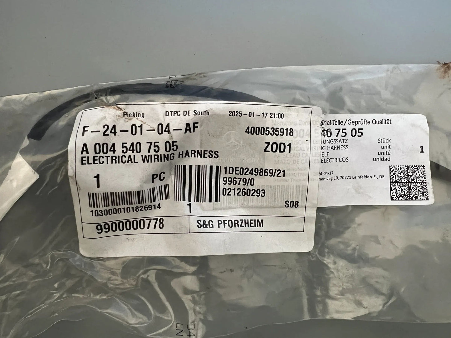 Original Mercedes-Benz Elektrischer Leitungssatz A0045407505 NEU