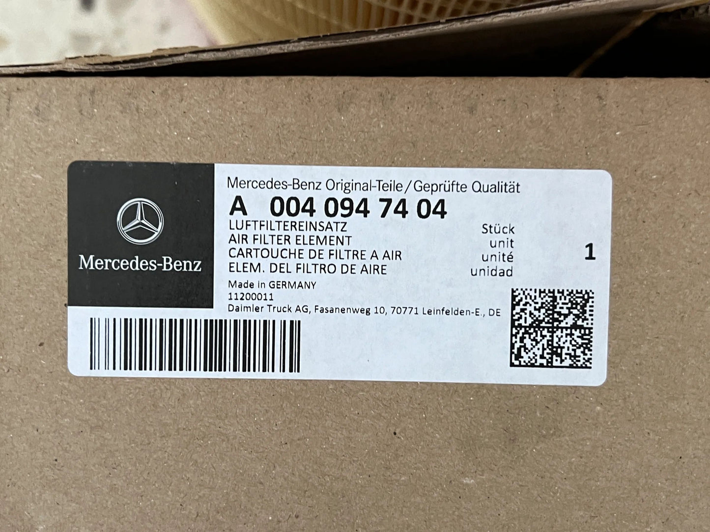 Original Mercedes-Benz Luftfilter Frontluftansaugung Actros Atego A0040947404