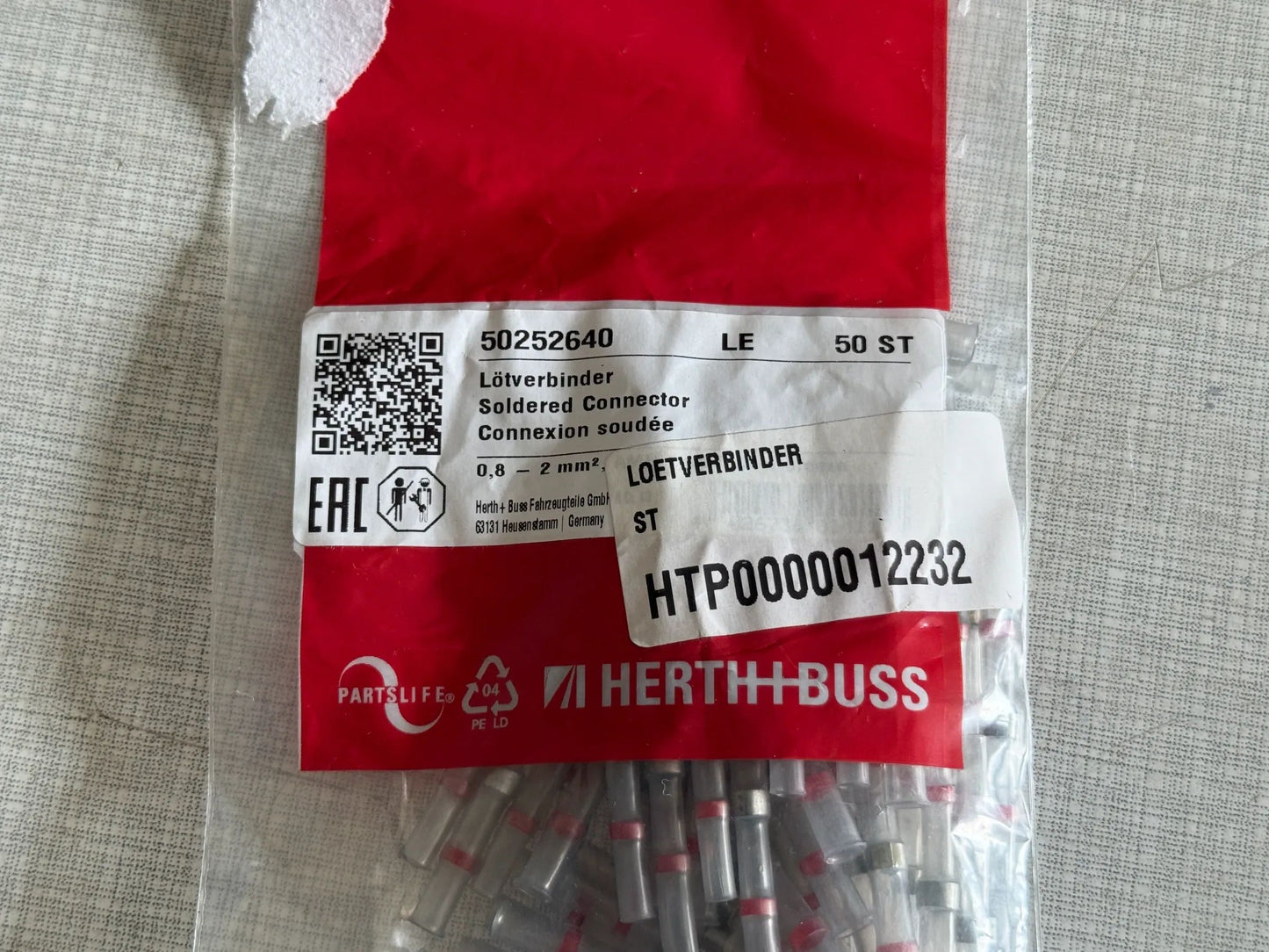 Original Herth+Buss Fahrzeugteile GmbH & Co. KG Lötverbinder 50st 50252640 NEU