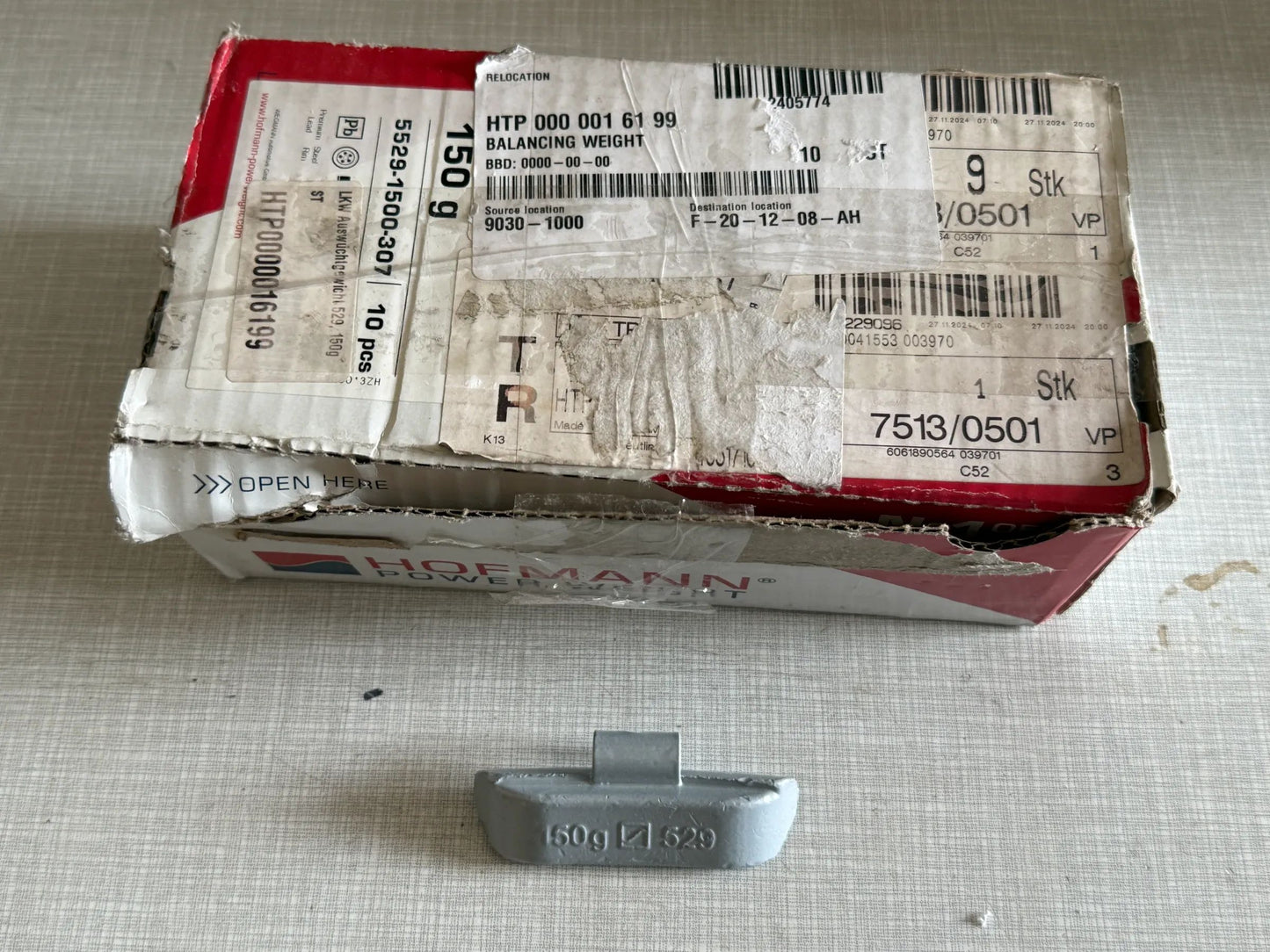 Original WEGMANN automotive GmbH Schlaggewicht Typ 529, 150g, Blei, grau 10st NE