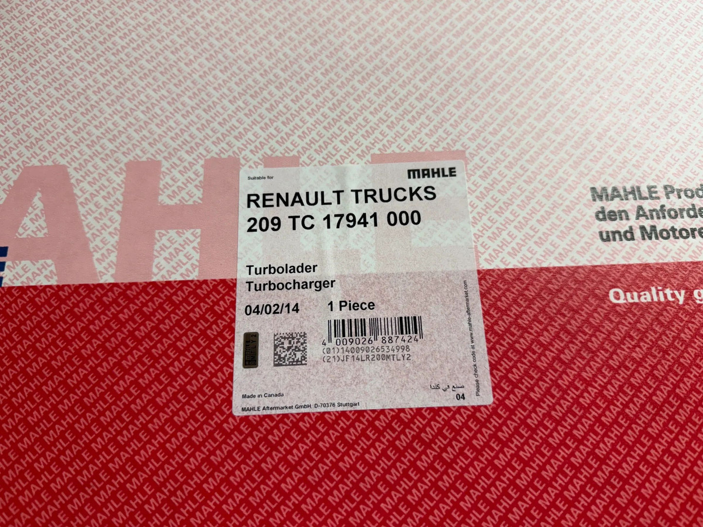 Original Mahle Renault Trucks Turbolader 209TC17941000 NEU