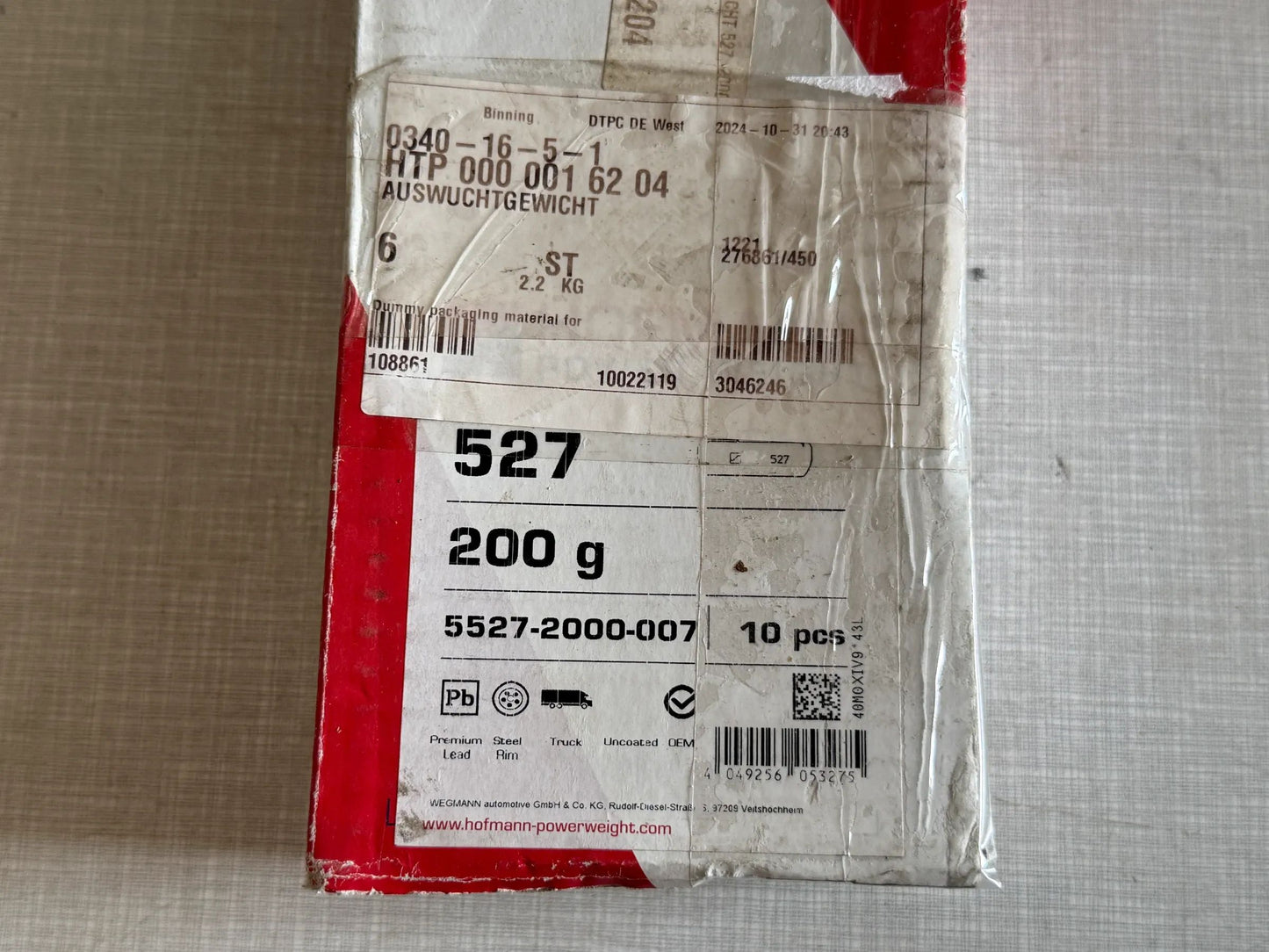 Original WEGMANN automotive GmbH Schlaggewicht Typ 527, 200g, Blei, grau 10st