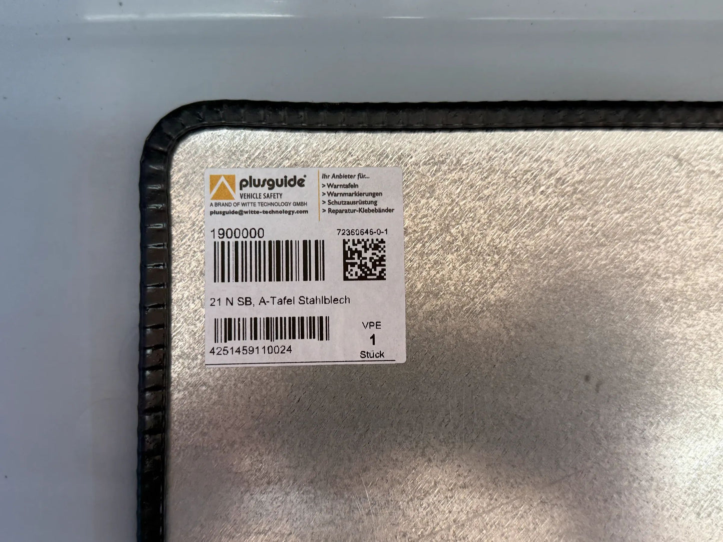 Witte Technology GmbH A-Warntafel weiß-schwarz Stahlblech (mit Kantenschutz) NEU