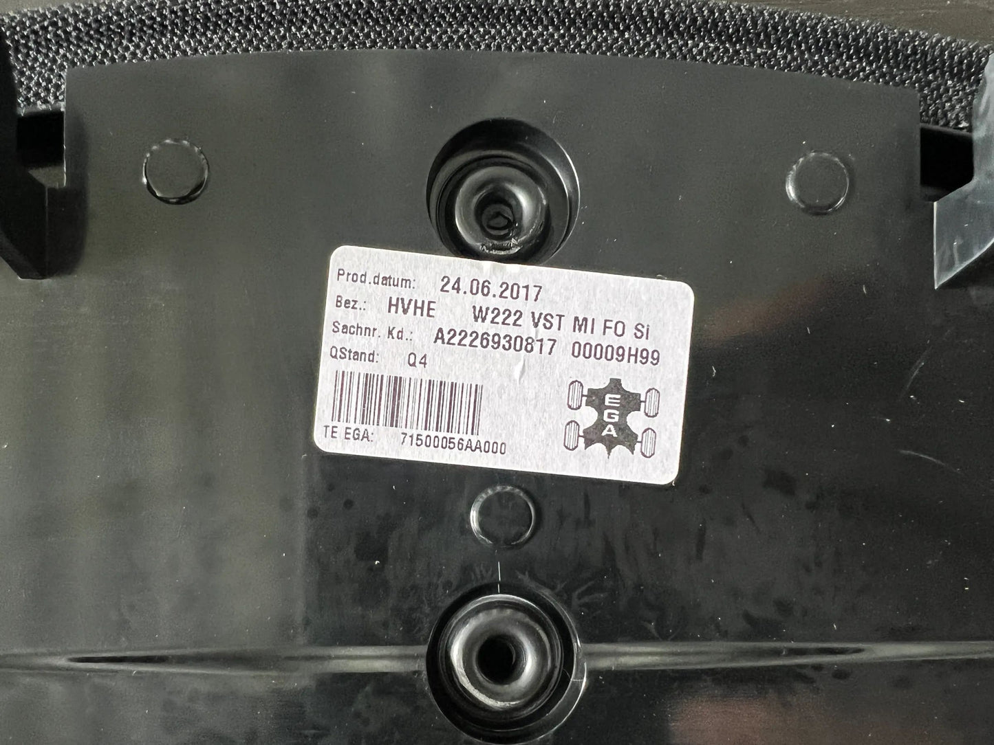 ORIGINAL Mercedes Benz S-KLASSE W222 Abdeckung Hutablage A2226930817 NEU
